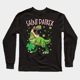 Saint Patrex T rex Dinosaur St Patrick's Day Long Sleeve T-Shirt